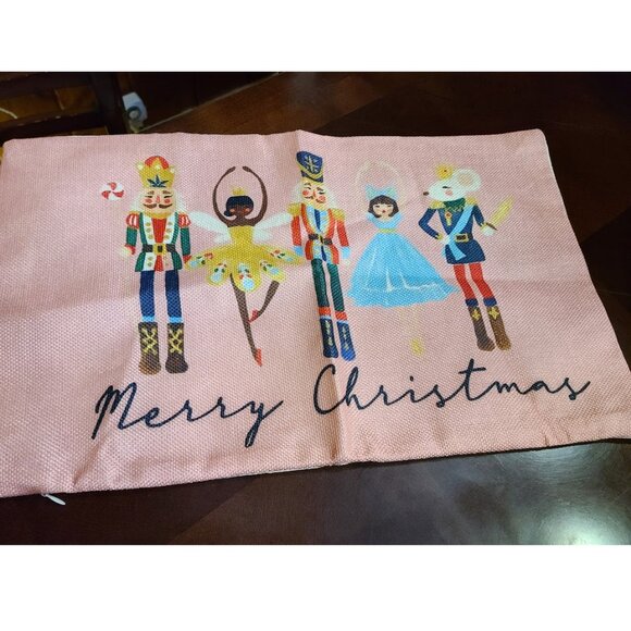 Nutcracker Christmas Pillow Cover Pink Decorative Case Accent Xmas Holiday Decor - Picture 5 of 16